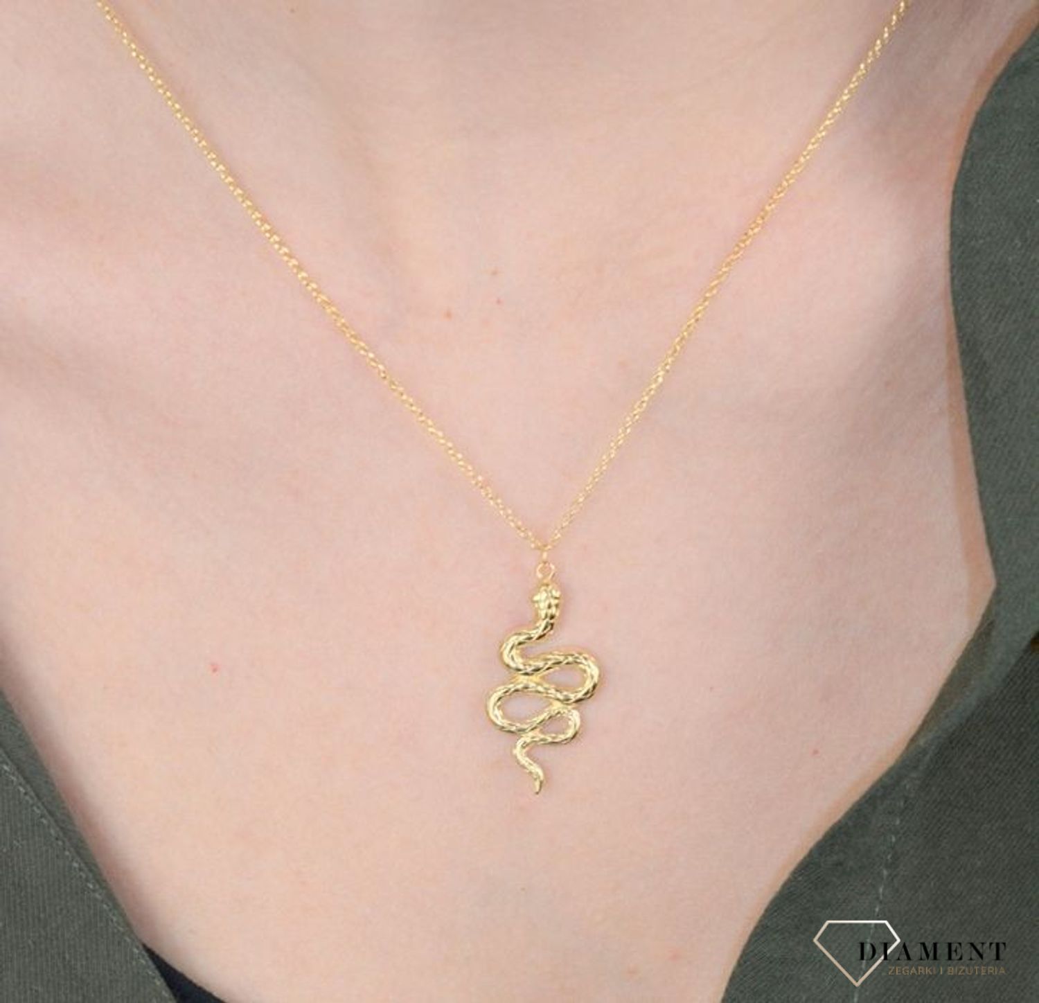 SREBRNY NASZYJNIK POZŁACANY Z ZAWIESZKĄ WĘŻA 0758048700 (2).jpg
