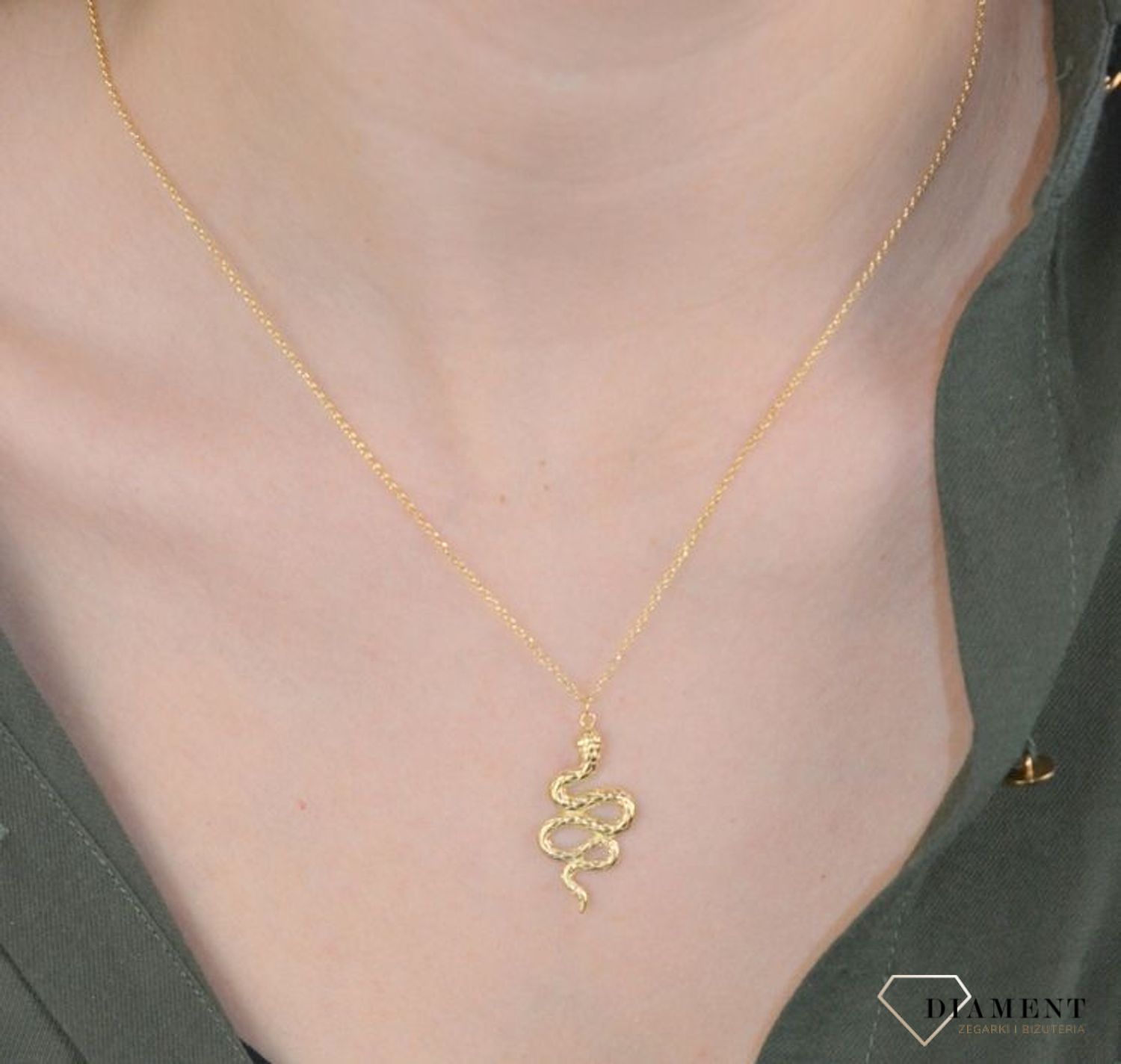 SREBRNY NASZYJNIK POZŁACANY Z ZAWIESZKĄ WĘŻA 0758048700 (2).jpg