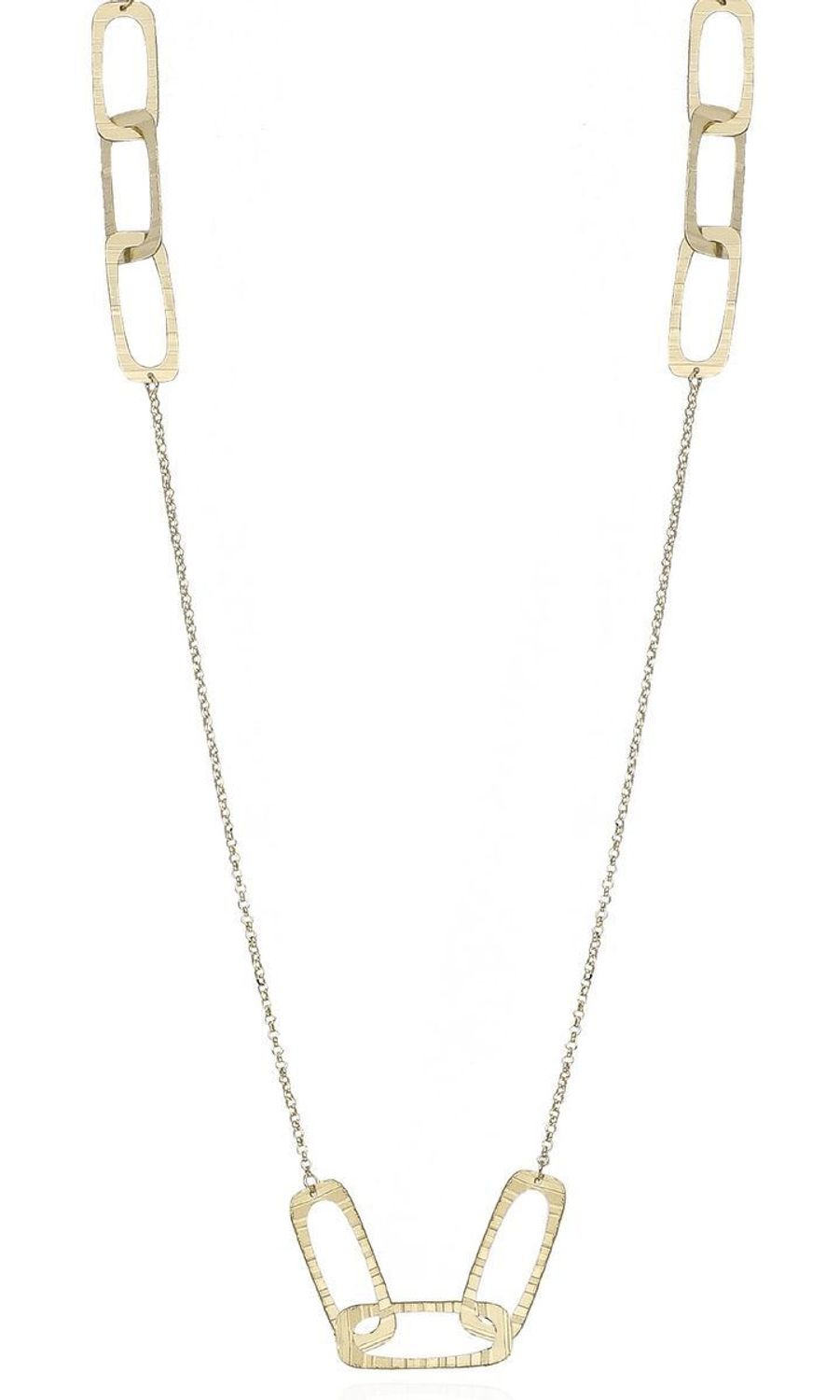 Srebrny naszyjnik pozłacany z dużymi podłużnymi ogniwkami 0758049000. Zawieszka została stworzona dla odważnych i pewnych siebie kobiet. Naszyjnik ozdobiony zawieszką w kształcie podłużnych ogniwek. Świetny dodatek p.jpg