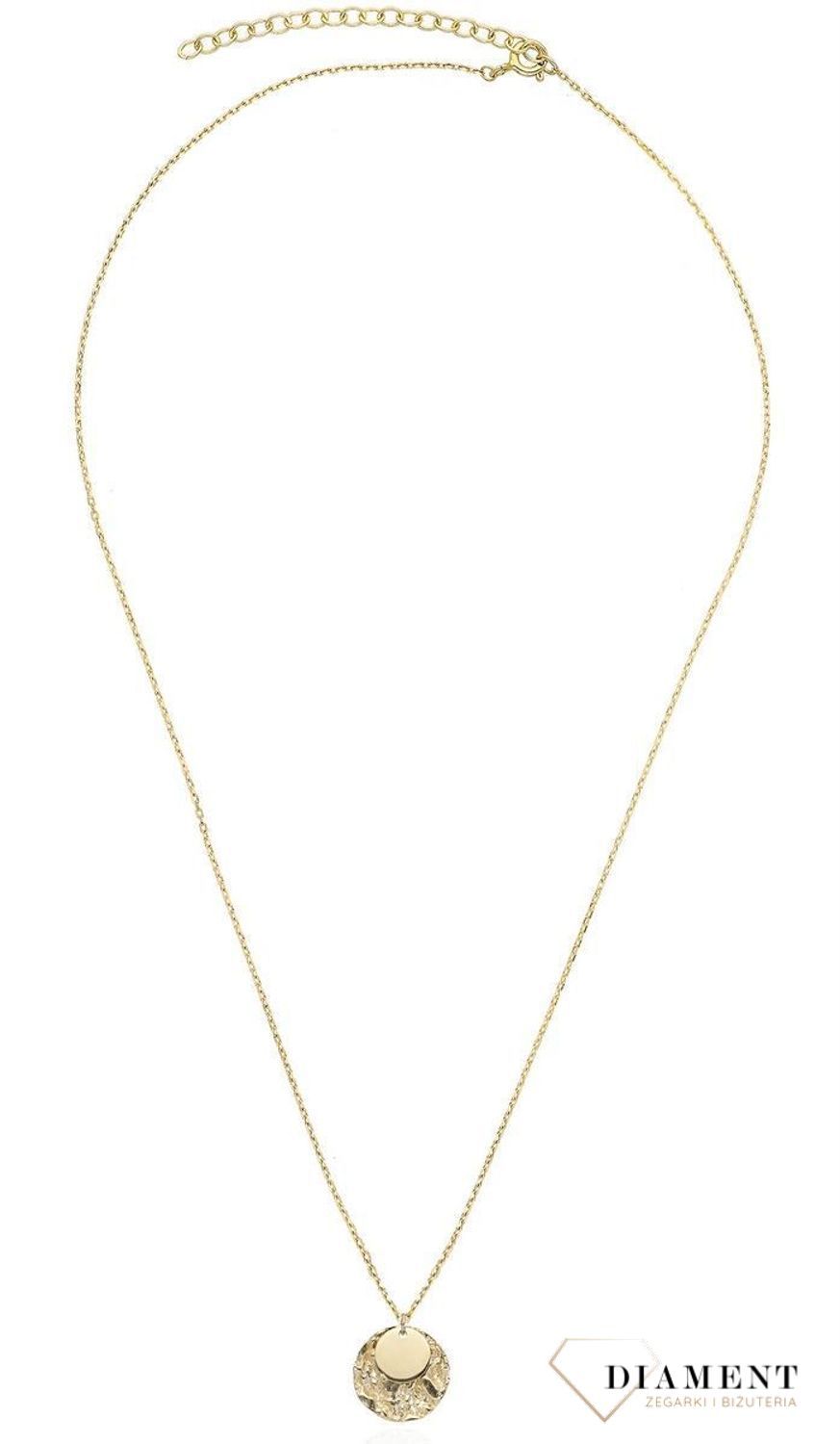 Srebrny naszyjnik pozłacany z pogniecioną blaszką 0758049400. Zawieszki tworzą jedna płaska blaszka i jedna z efektem (1).jpg