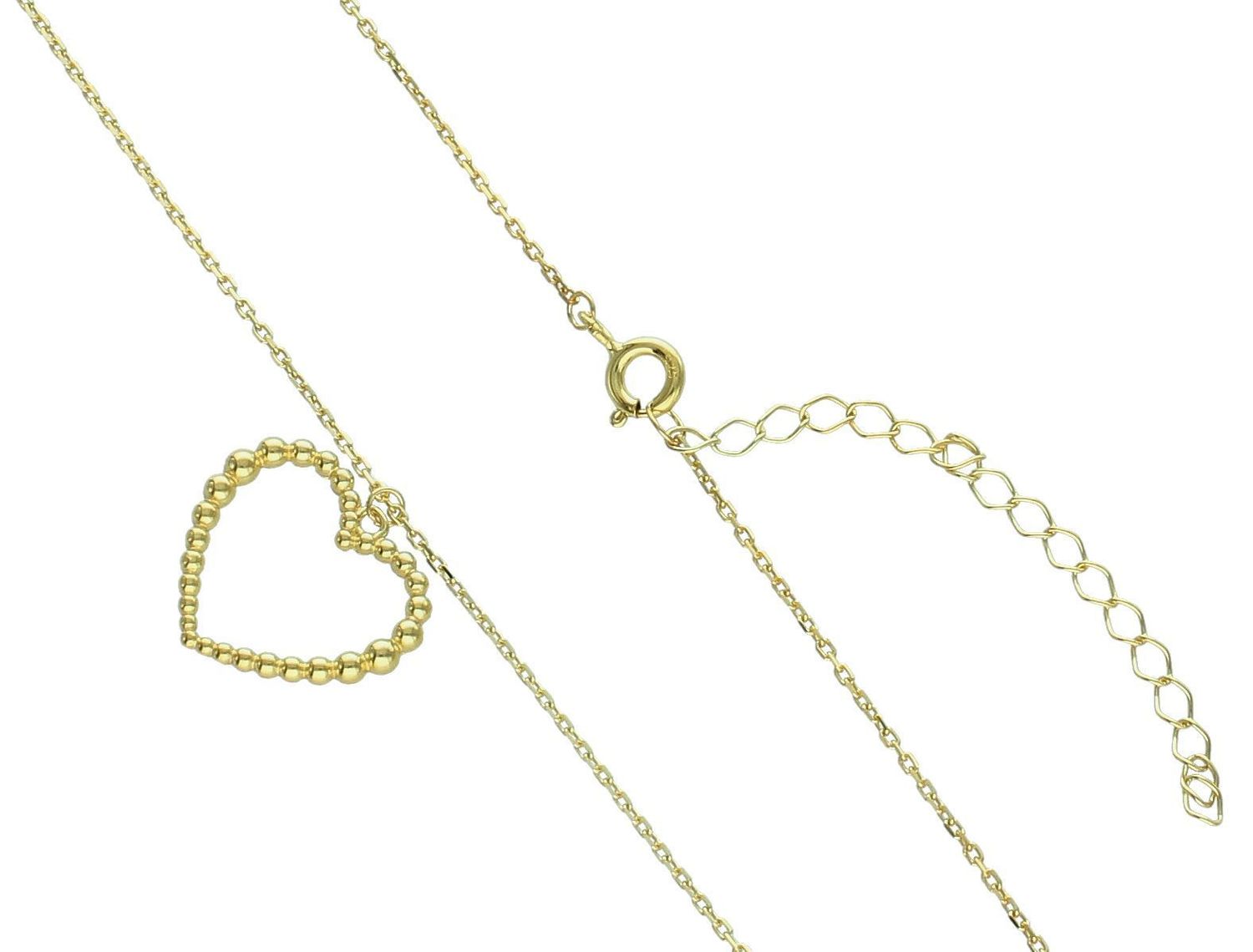 Naszyjnik damski srebrny pozłacany próba 925 zdobiony serduszkiem 0758065600 Ten naszyjnik srebrny pozłacany to elegancka biżuteria, która łączy klasyczny design z nowoczesnym akcentem.1.jpg