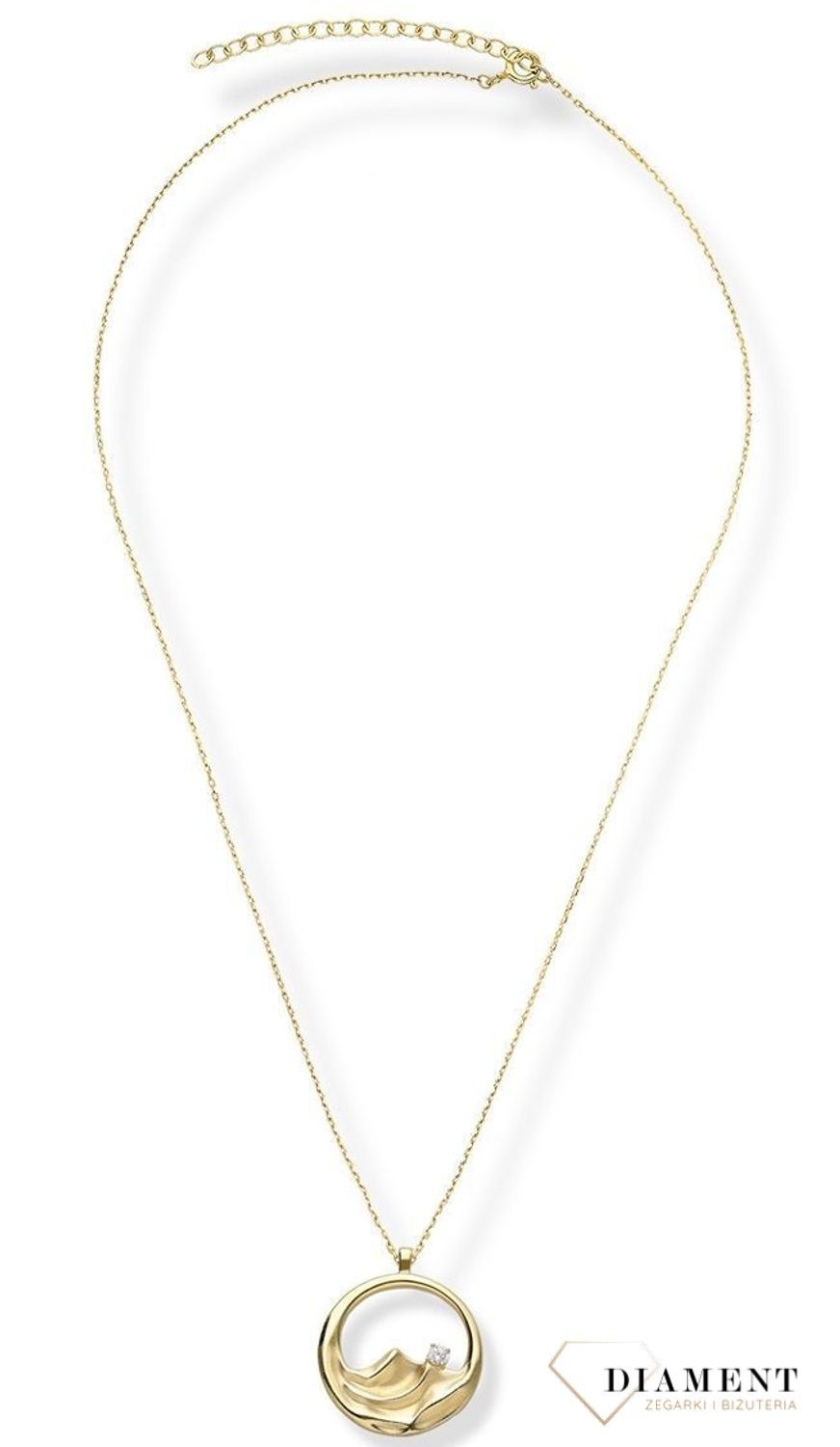 Srebrny naszyjnik pozłacany z efektowną okrągłą zawieszką 0758153802. Naszyjnik ozdobiony zawieszką w kształcie okrągłej zawieszki z grawerowaniem.  Świetny dodatek pasujący do każdej stylizacji, aby podkreślić wyjątkow (1).jpg
