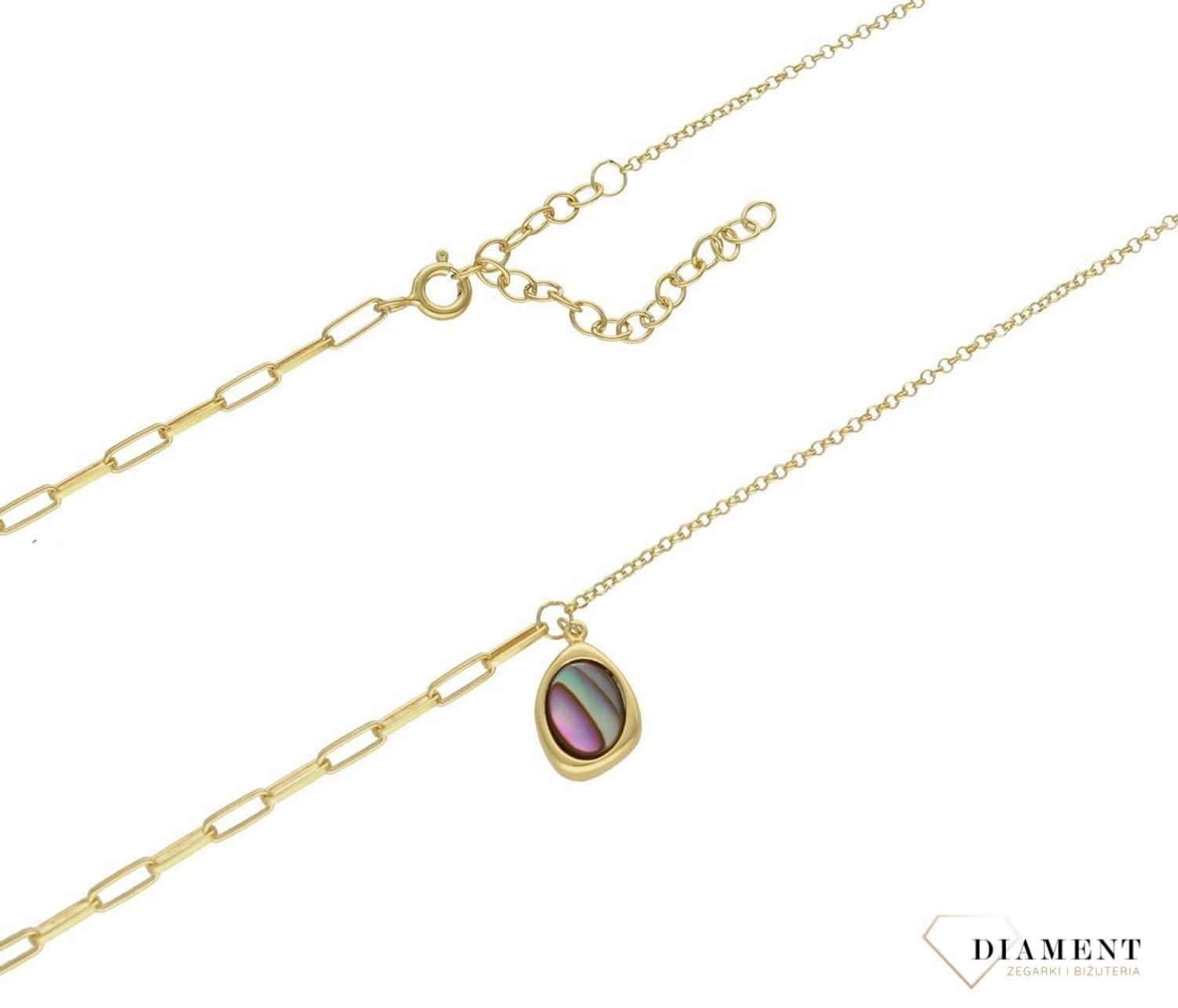 Srebrny naszyjnik damski pokryty złotem z muszlą 0758159500 (2).jpg