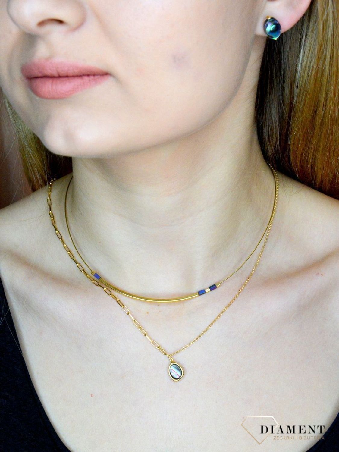 Srebrny naszyjnik damski pokryty złotem z muszlą 0758159500 (2).jpg