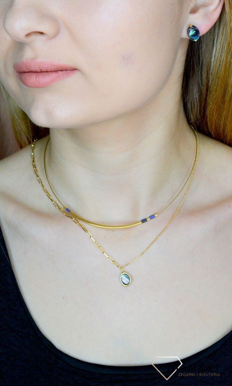 Srebrny naszyjnik damski pokryty złotem z muszlą 0758159500 (2).jpg