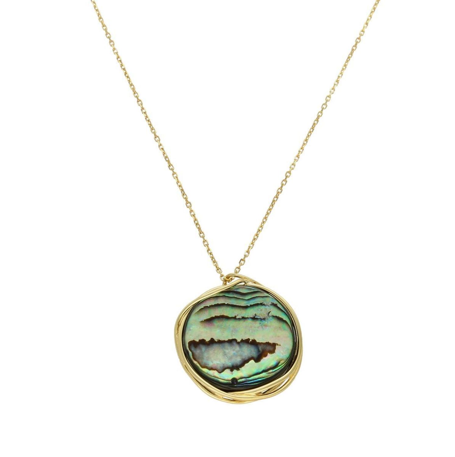 Srebrny naszyjnik damski pokryty złotem z okrągłą muszlą w oprawie 0758159600. Naszyjnik pokryty 24-karatowym złotem z muszlą naturalną w organicznej ramce. Naszyjnik wykonany z najwyższej próby srebra 925. Jest idealnym pomysłem n.jpg