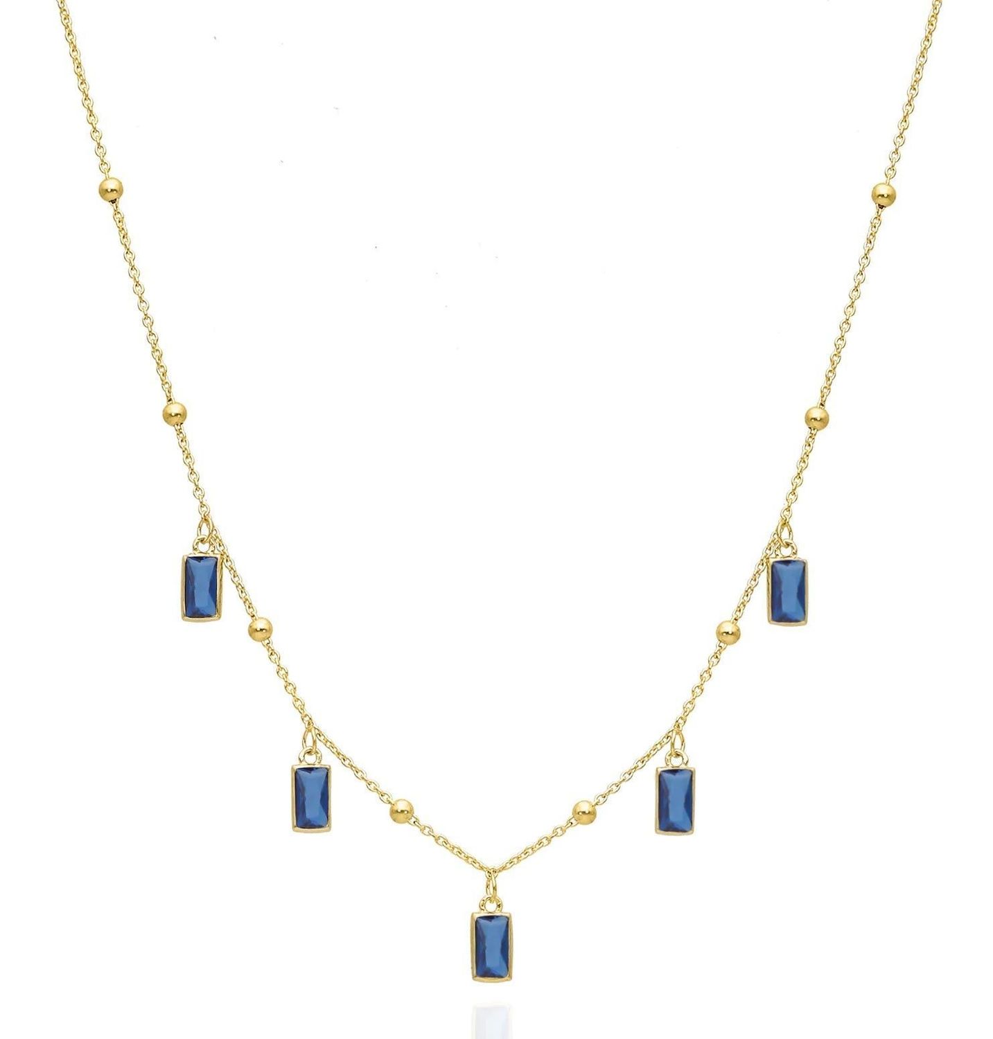 Srebrny naszyjnik damski 925 celebrytka pozłacana z niebieskimi cyrkoniami 0758241300. Srebrny naszyjnik damski. Srebrny naszyjnik pozłacany. Naszyjnik damski pokryty złotem. Naszyjnik celebrytka z niebieskimi cyrkoniami na prezent..jpg