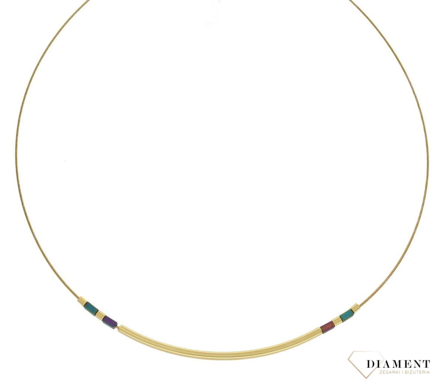 Srebrny naszyjnik damski z hematytem pokryty złotem 0758245200. Naszyjnik składa się z żyłki, prostej blaszki oraz kamienia naturalnego hematyt. Naszyjnik wykonany z najwyższej próby srebra 925 pokryty złotem. Naszyjnik świetny na .jpg