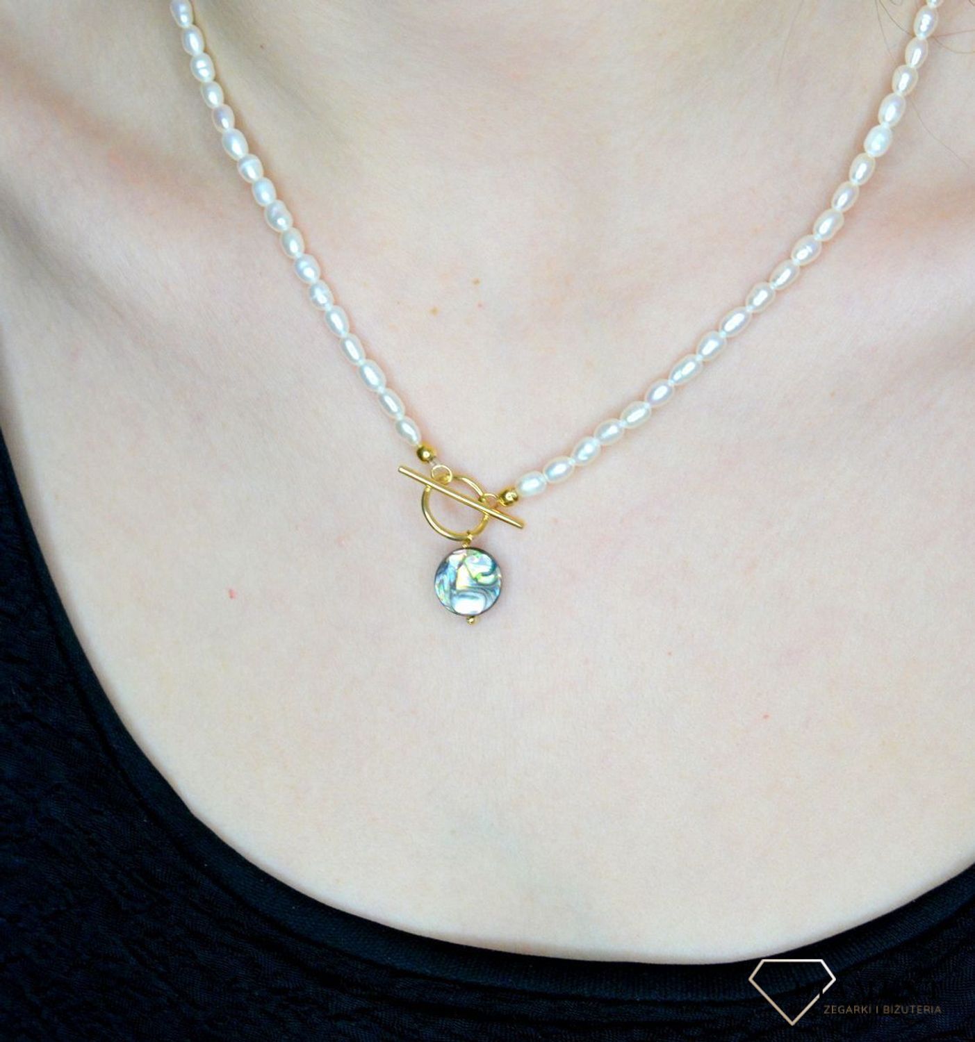 Srebrny naszyjnik damski perełki z muszlą naturalną 0758657600 (2).jpg