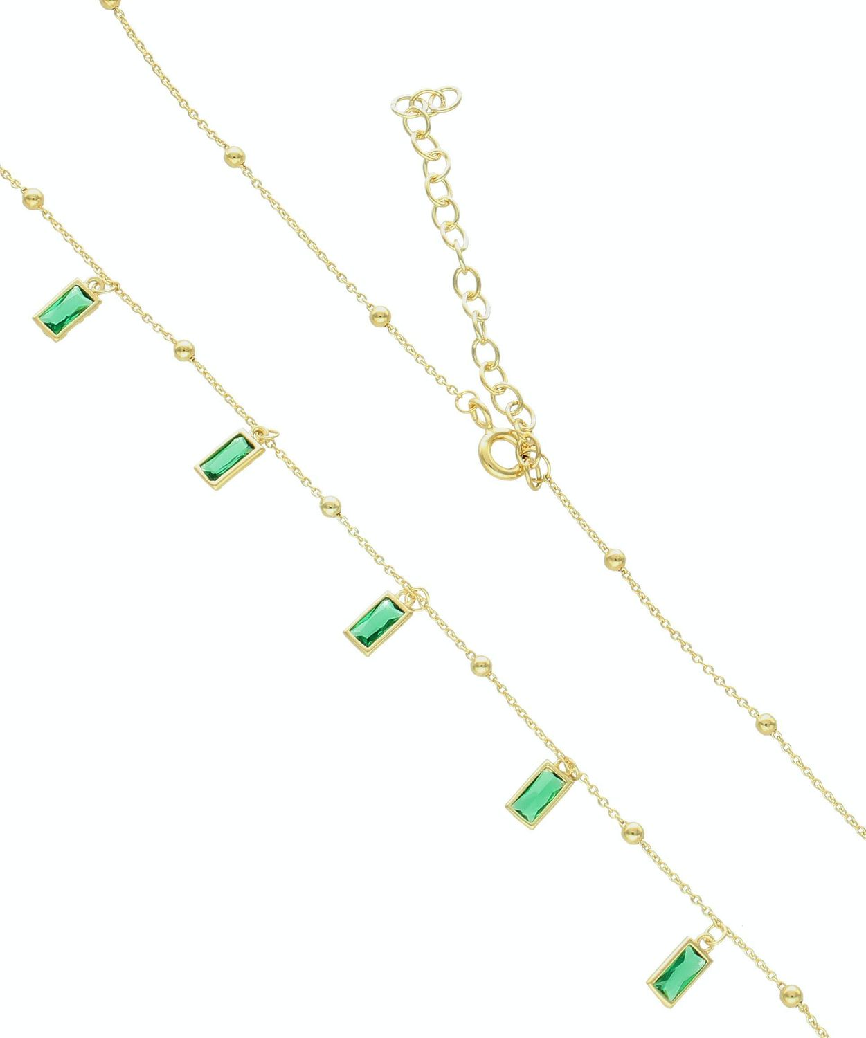 Srebrny naszyjnik damski celebrytka pozłacana z zielonymi cyrkoniami 0758741300 (1).jpg