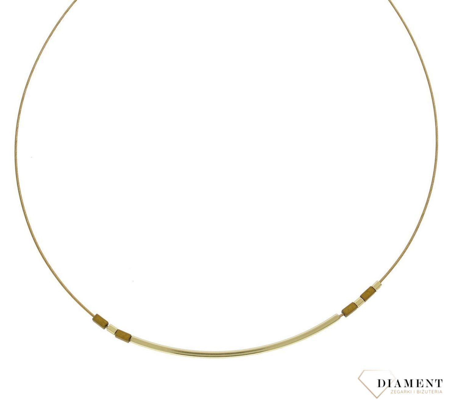 Srebrny naszyjnik damski z hematytem pokryty złotem 0758845200. Naszyjnik składa się z żyłki, prostej blaszki oraz kamienia naturalnego hematyt. Naszyjnik wykonany z najwyższej próby srebra 925 pokryty złotem. Naszyjnik świetny na .jpg