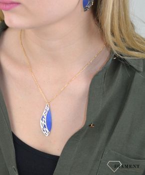 ZAWIESZKA SREBRNA POZŁACANA Z TYTANEM ARIA 0768050800. Zaskakujący niebanalną formą, atrakcyjny wisiorek wykonany z ręcznie wybarwianym Tytanem ze srebrnym, pokrytym 24-karatowym złotem. Idealny prezent (3).JPG