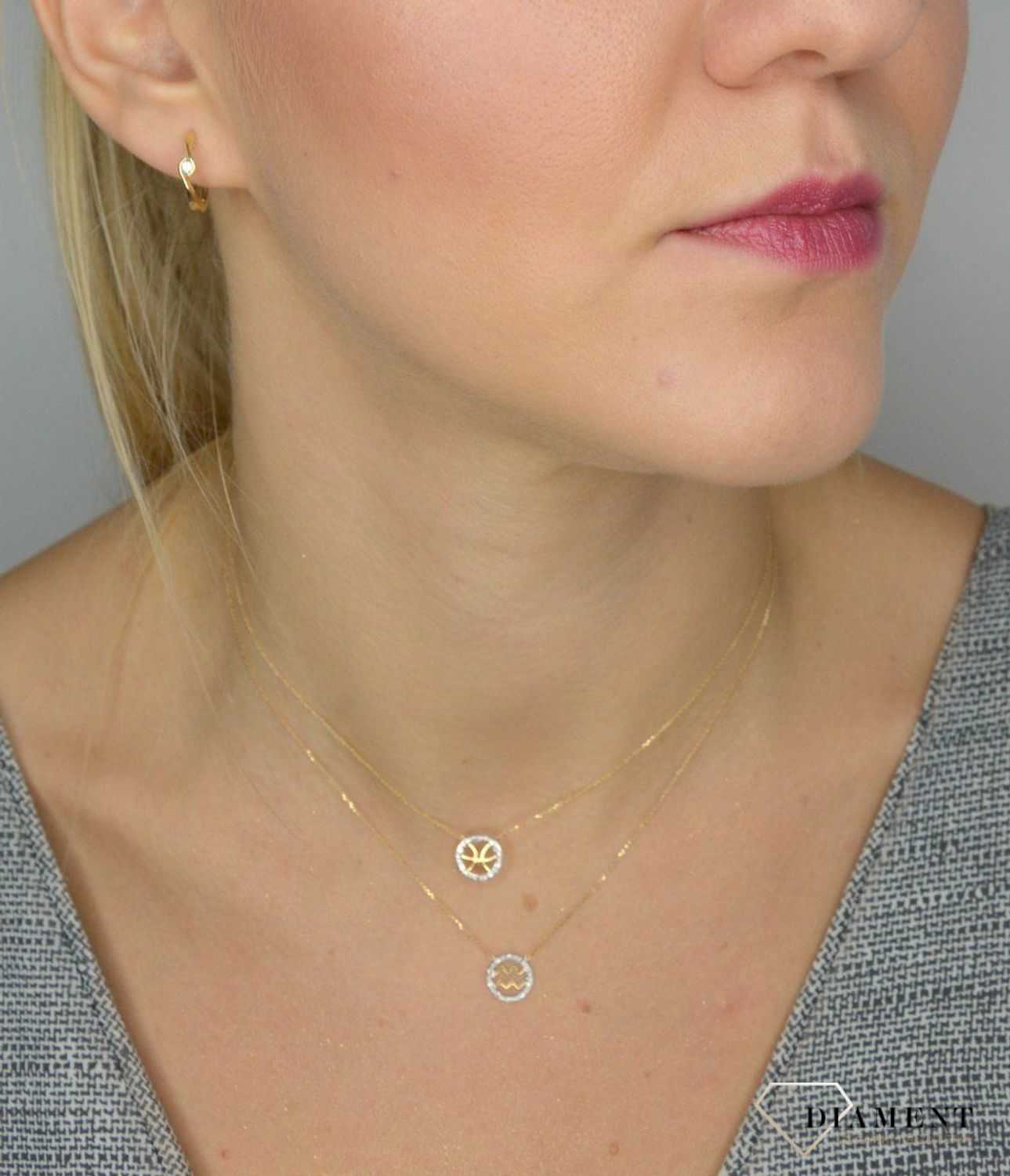 Naszyjnik złoty z brylantami znak Ryba N07640YC.jpg