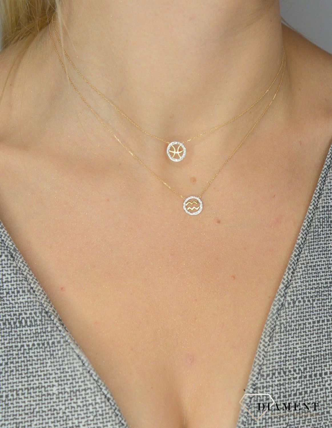 Naszyjnik złoty z brylantami znak Ryba N07640YC.jpg