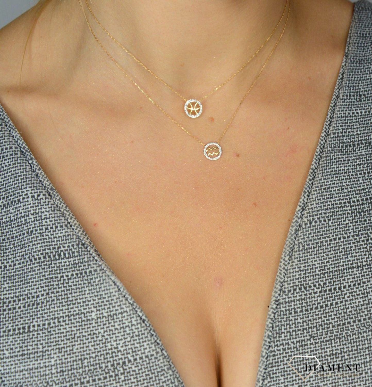 Naszyjnik złoty z brylantami znak Ryba N07640YC.jpg