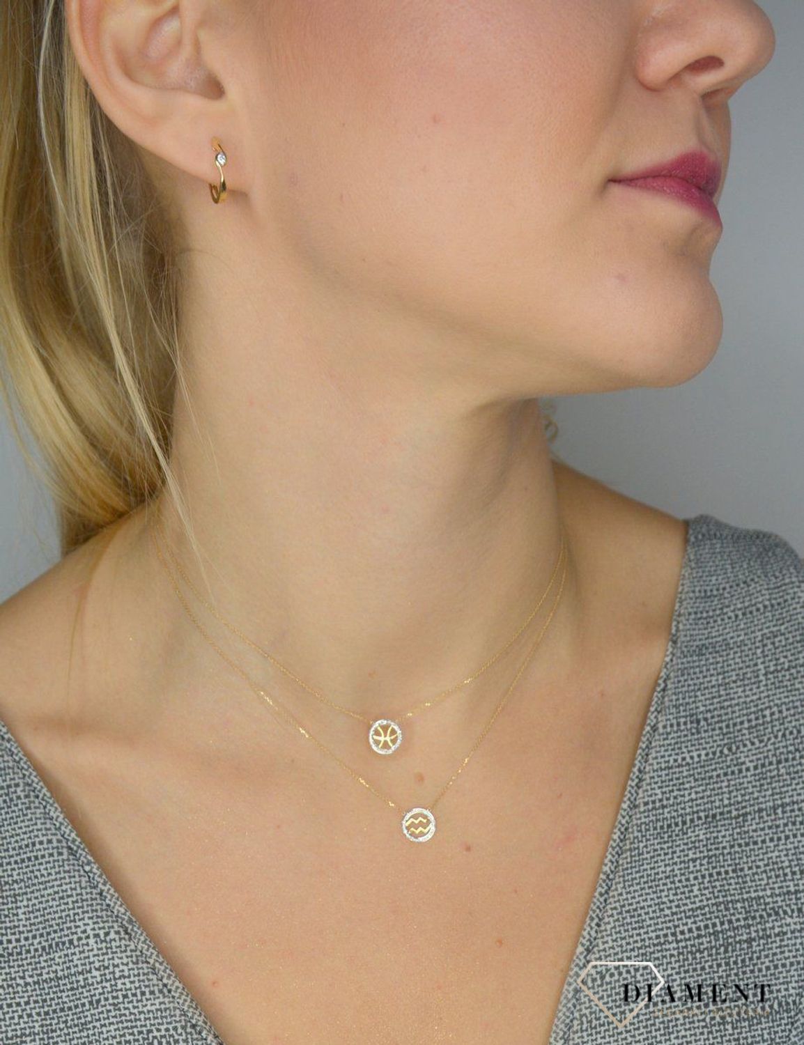 Naszyjnik złoty z brylantami znak Ryba N07640YC.jpg