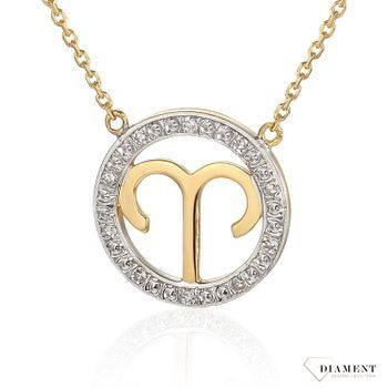 Złoty naszyjnik z brylantami znak zodiaku Baran N07641YC.jpg