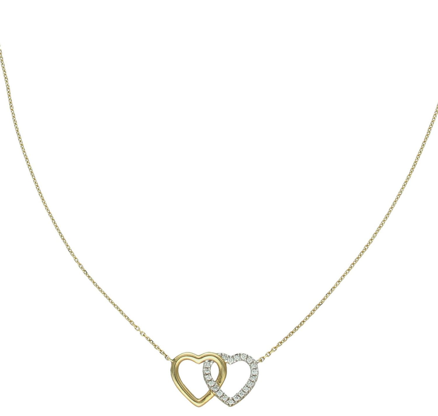 Złoty naszyjnik damski 585 serca z diamentami HSI 0,05ct20 N03998YC 0800017408. Złoty naszyjnik damski z diamentami. Naszyjnik damski złoty z diamentami. Naszyjnik celebrytka złota serca z diamentami. Naszyjnik z diamentami dla kobie.jpg