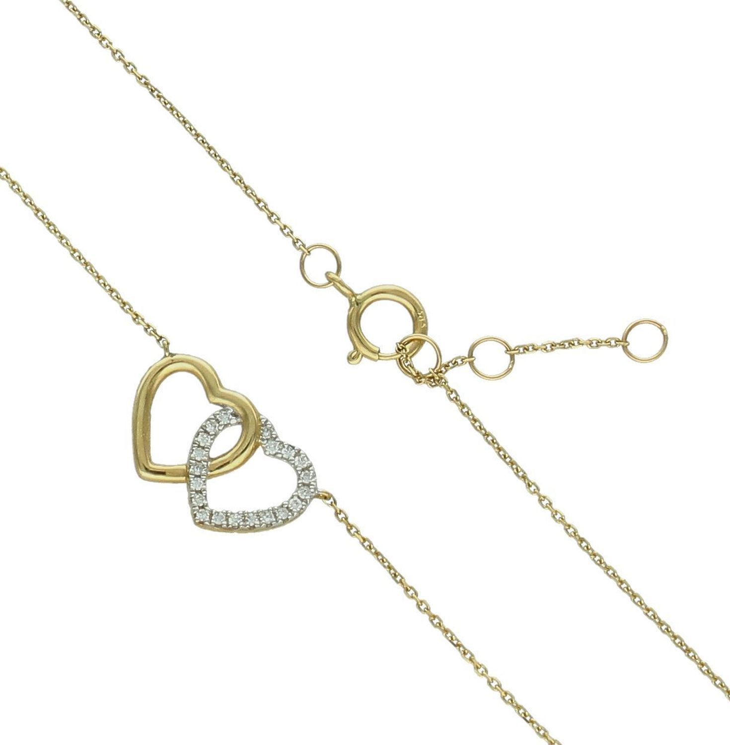 Złoty naszyjnik damski 585 serca z diamentami HSI 0,05ct20 N03998YC 0800017408. Złoty naszyjnik damski z diamentami. Naszyjnik damski złoty z diamentami. Naszyjnik celebrytka złota serca z diamentami. Naszyjnik z diamentami dla kobie.jpg