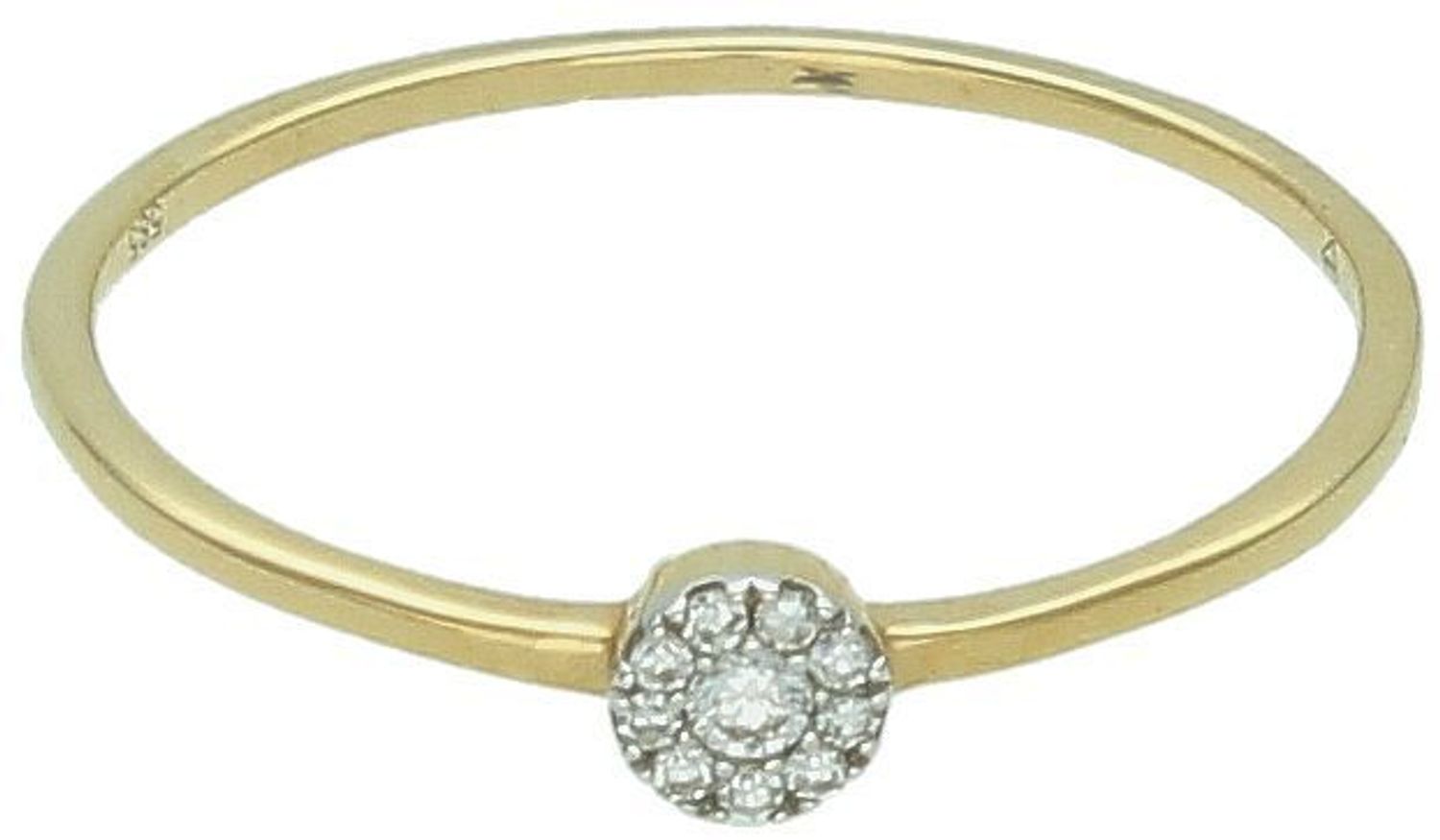 Złoty pierścionek damski 585 Diamenty tworzące koło ...jpg