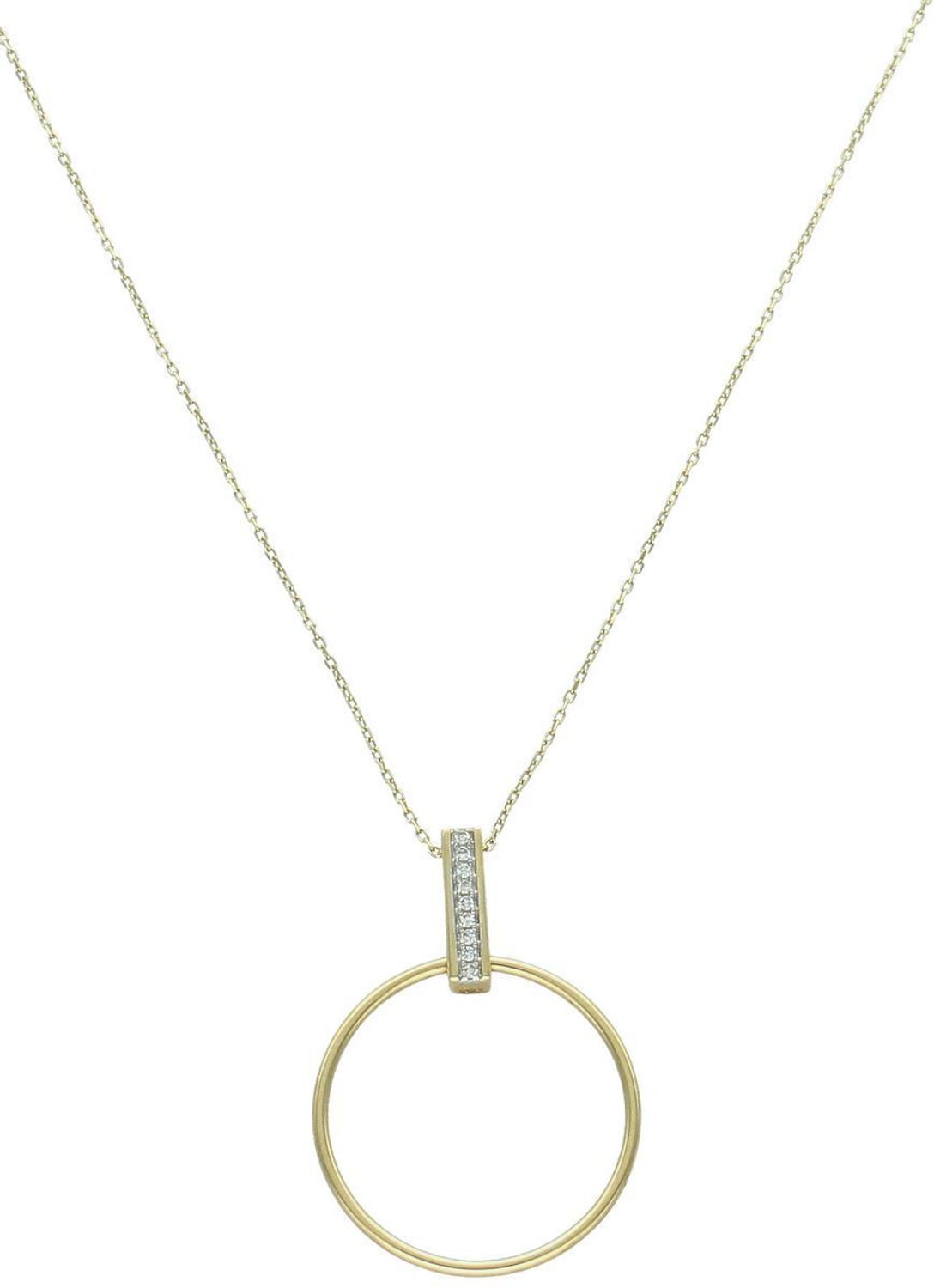 Naszyjnik złoty 585 z diamentami wiszące koło N07908YC  Elegancki naszyjnik wykonany z najwyższej jakości 14 – karatowego złota wysadzany dziewięcioma diamentami o masie 0,03 ct czystości SI 1.jpg