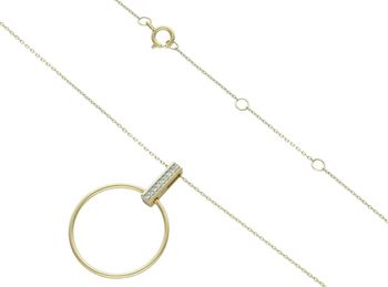 Naszyjnik złoty 585 z diamentami wiszące koło N07908YC  Elegancki naszyjnik wykonany z najwyższej jakości 14 – karatowego złota wysadzany dziewięcioma diamentami o masie 0,03 ct czystości SI 2.jpg