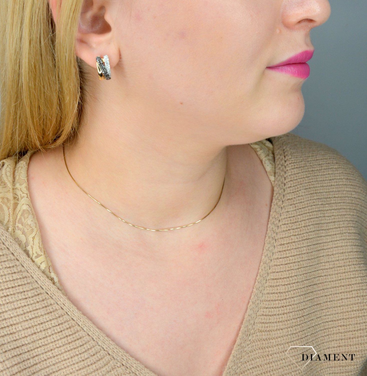 Kolczyki złote DIAMENT czarne i białe 0,13ctE73625YA  Kolczyki złote z brylantami✓ Złote kolczyki z brylantami 73625E001-G1Q2.jpg