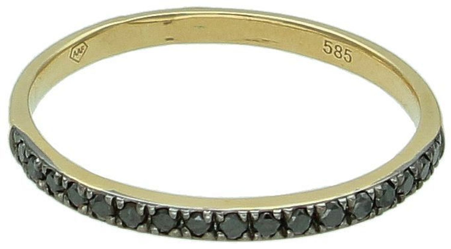 Złoty pierścionek damski 585 Obrączka z czarnymi diamentami.jpg