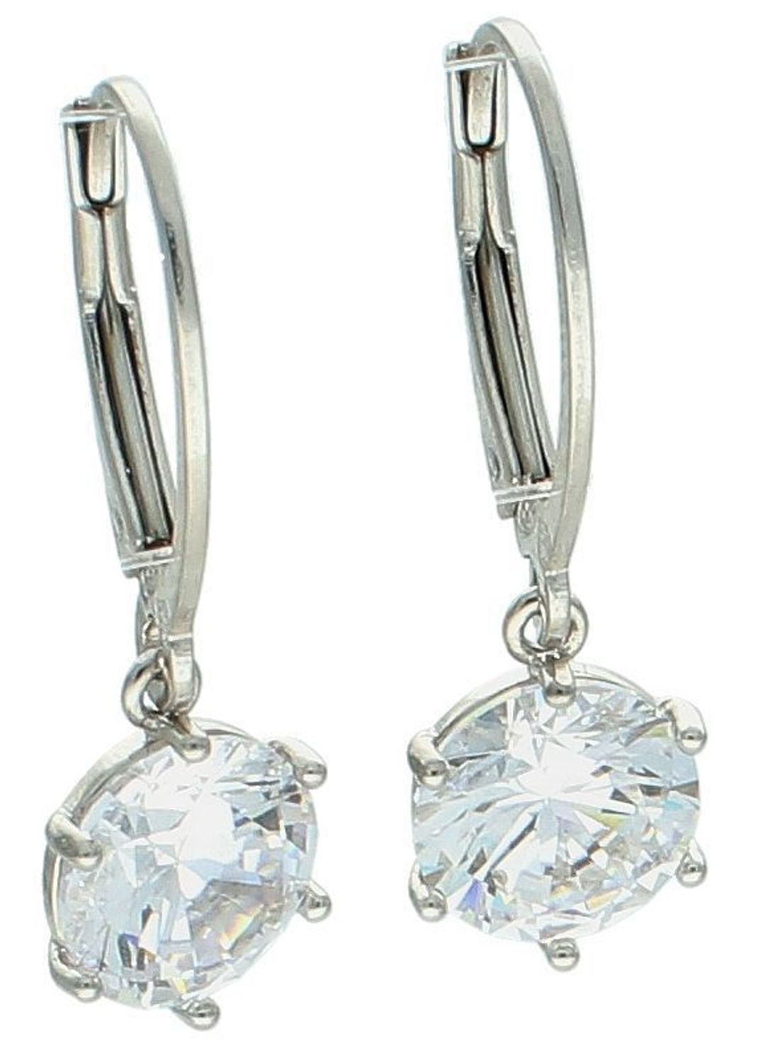 Kolczyki srebrne wiszące z dużą cyrkonią pr 925, 0812720891 Srebrne kolczyki wiszące zostały wykonane z najwyższej jakości srebra próby 925, ozdobione dużą cyrkonią. Idealny prezent dla każdej 2.jpg