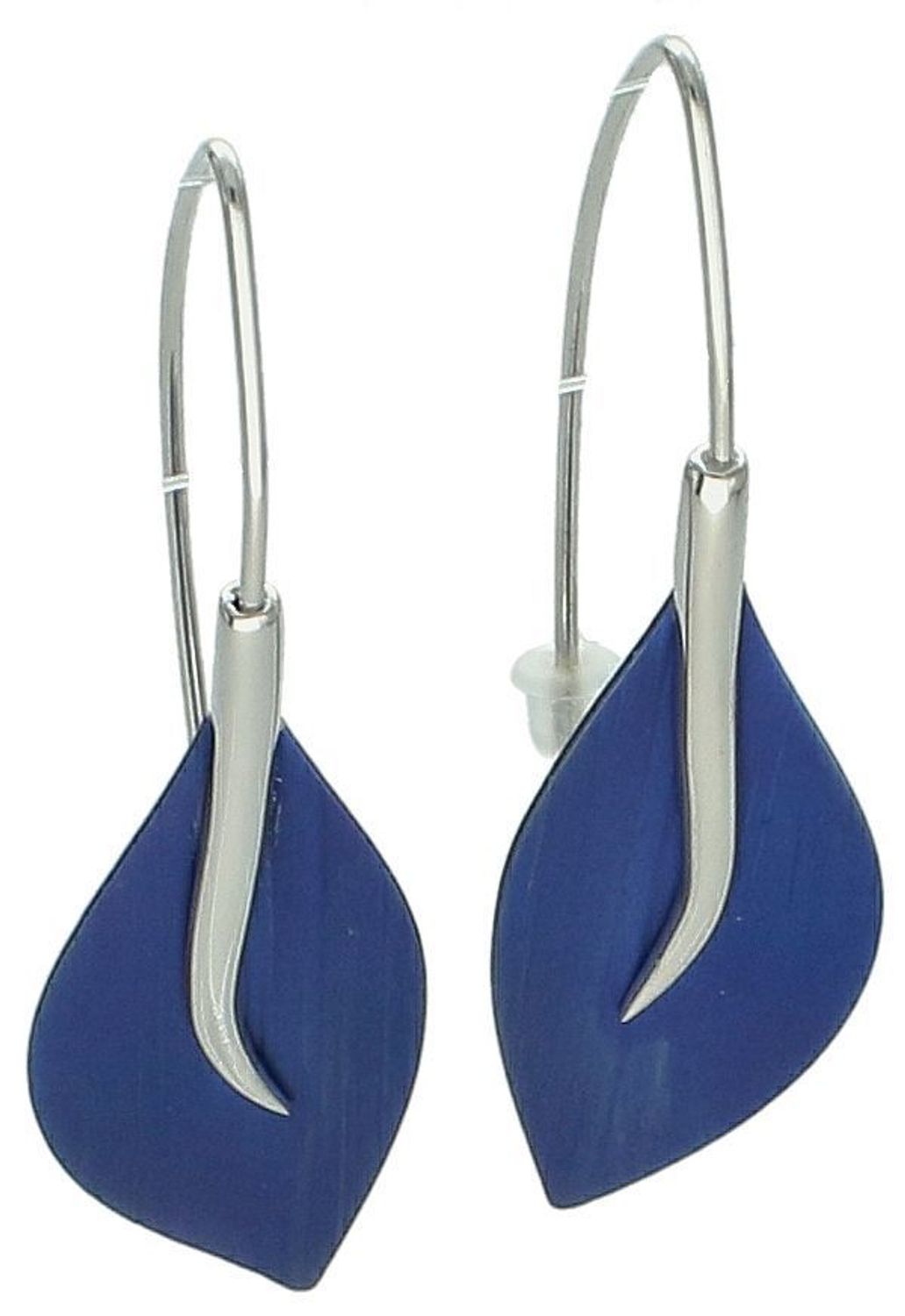 Kolczyki srebrne ozdobione niebieskim tytanem w formie liści 0914756186.jpg