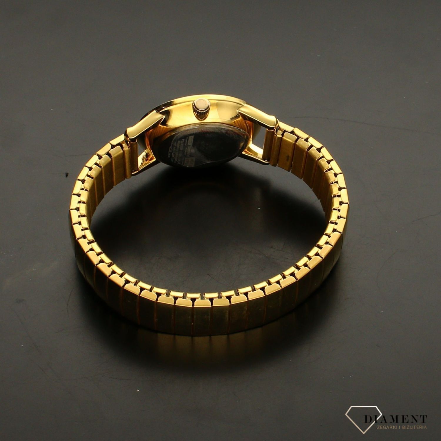 Zegarek damski na elastycznej bransolecie  TIMEMASTER 092-18. Zegarek damski na bransolecie. Zegarek damski złoty. Zegarek rozciągany elastyczny. Damski zegarek Timemaster.  (2).jpg