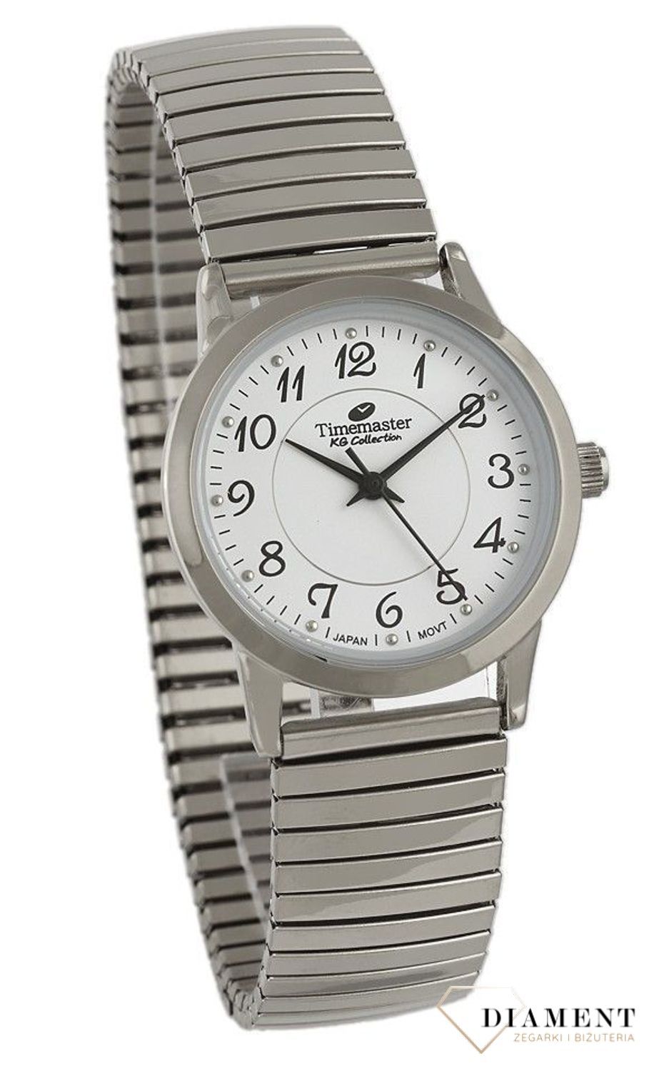 Zegarek damski rozciągana bransoleta Timemaster z cyframi 092-21. Tani zegarek dla kobiety. Zegarek z cyferkami. Damski zegarek srebrny na bransolecie. Pomysł na prezent dla kobiety. Czytelny zegarek, tani..jpg