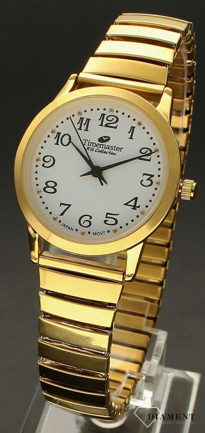 Zegarek damski na rozciąganej bransolecie Timemaster 092-22. Zegarek damski złoty na rozciąganej bransolecie. Zegarek damski elastyczna bransoleta. Zegarek damski idealny na prezent. Zegarek damski na każdą oka (3).jpg