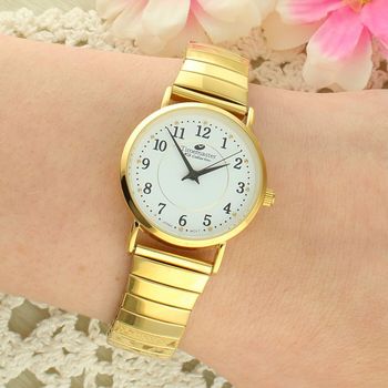 Zegarek damski Timemaster 092-26 złoty – rozciągana bransoleta, biała tarcza, klasyczny zegarek 30 m (2).jpg