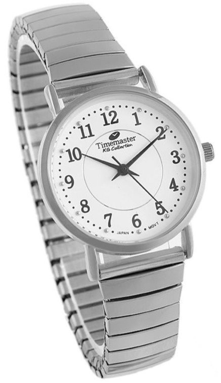 Zegarek damski Timemaster 092-27 – srebrna rozciągana bransoleta, biała tarcza 30 mm, klasyczny model.jpg