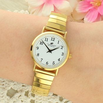 Zegarek damski Timemaster 092-28 złoty – klasyczny, biała tarcza, rozciągana bransoleta, elegancki (2).jpg