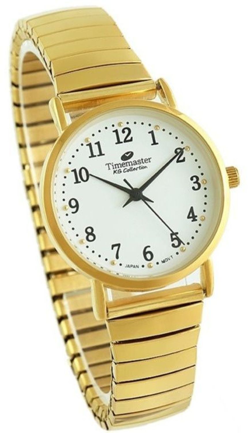 Zegarek damski Timemaster 092-28 – złota rozciągana bransoleta, biała tarcza 30 mm, klasyczny model elegancki.jpg