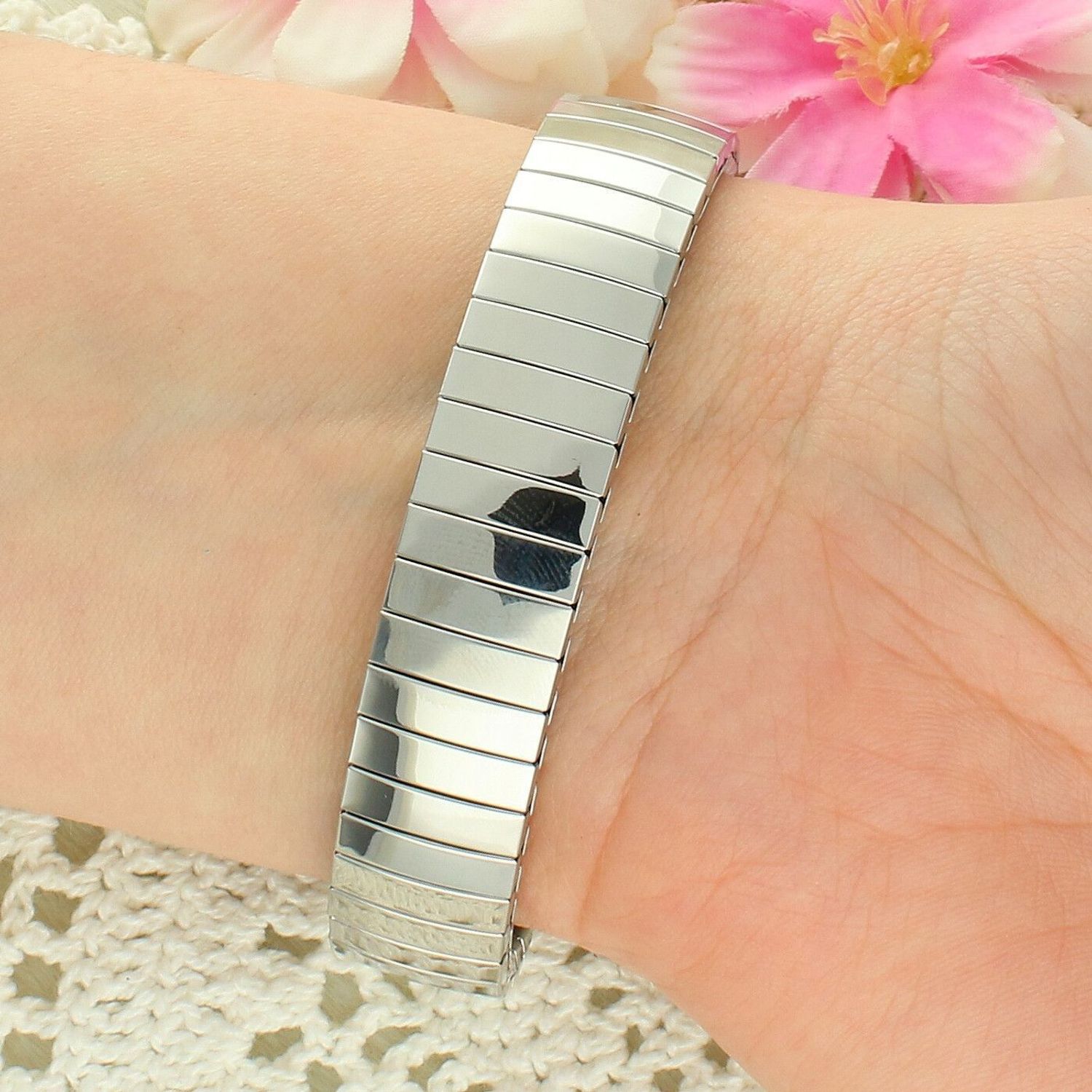 Zegarek damski Timemaster 092-29 – srebrna rozciągana bransoleta, biała tarcza 30 mm, klasyczny model elegancki.jpg