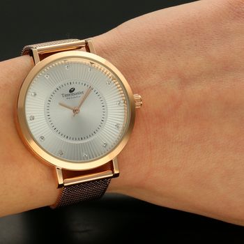 Zegarek damski na bransolecie w kolorze różowego złota z kryształkami na tarczy Timemaster 099-76 (5).jpg