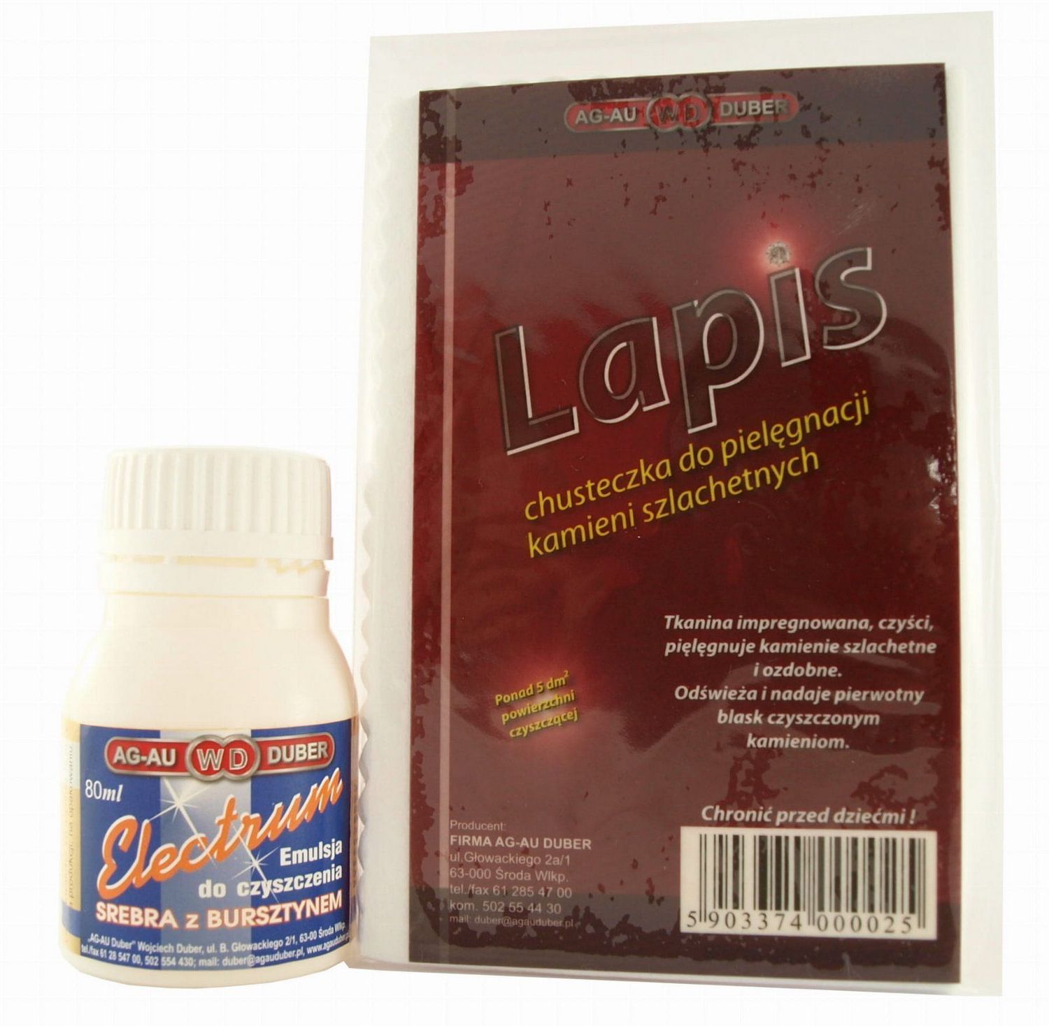 Zestaw do czyszczenia bursztynu emulsja Electrum i chusteczka Lapis, zestaw do czyszczenia srebra i bursztynu.jpg