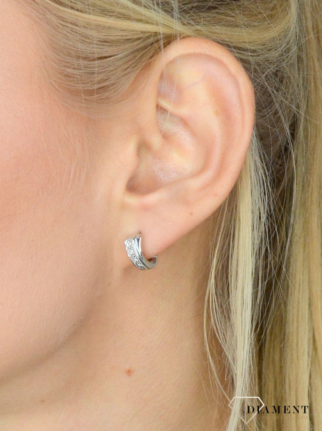 Złote kolczyki DIAMENT białe złoto, diamenty 10447.jpg