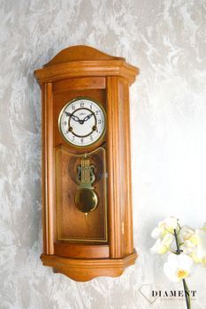 Zegar ścienny z wahadłem drewniany Adler Dębowy 11017D. Zegar wyposażony jest w mechaniczny mechanizm.  (4).JPG