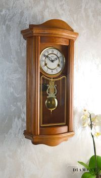 Zegar ścienny z wahadłem drewniany Adler Dębowy 11017D. Zegar wyposażony jest w mechaniczny mechanizm.  (7).JPG