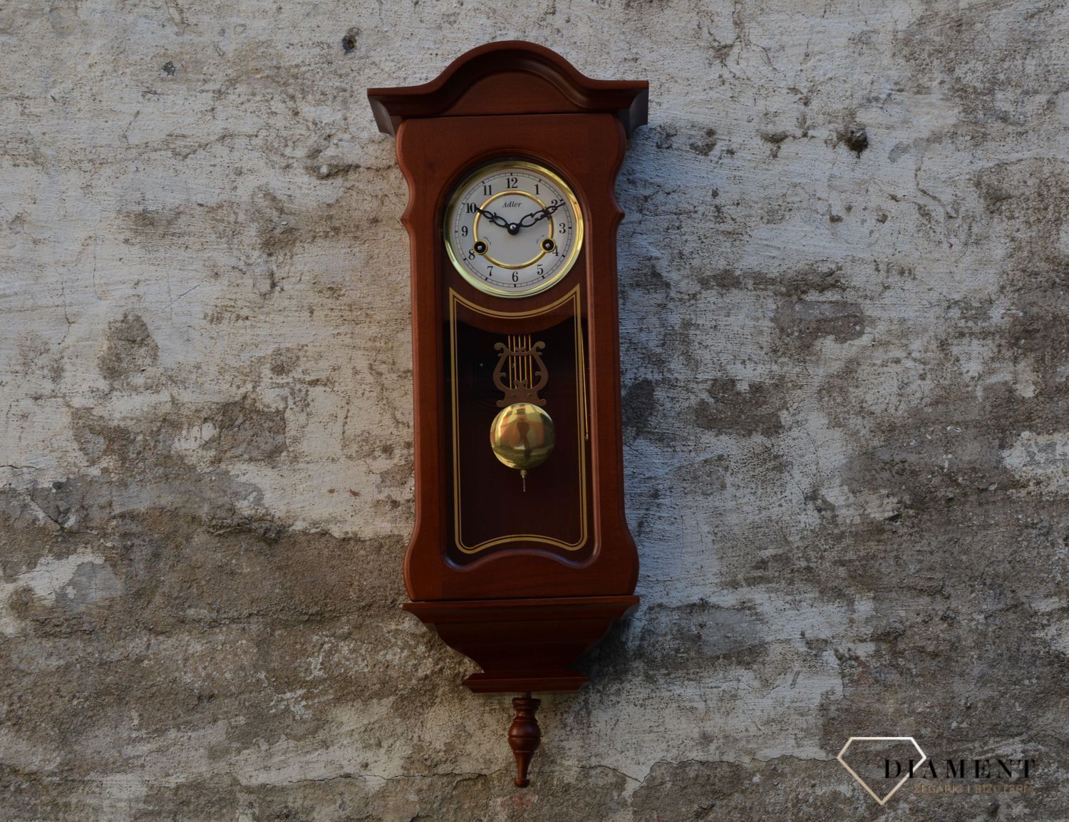 Zegar ścienny drewniany wiszący mechaniczny Adler 11036CH (2).JPG