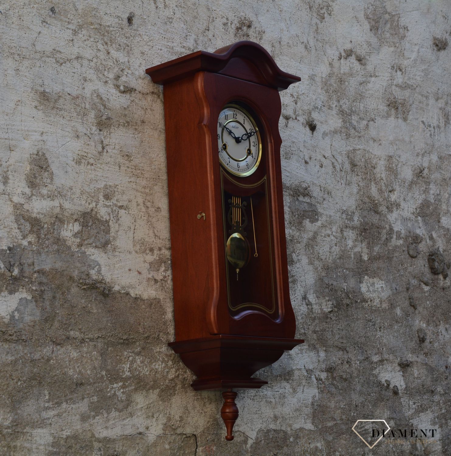 Zegar ścienny drewniany wiszący mechaniczny Adler 11036CH (2).JPG