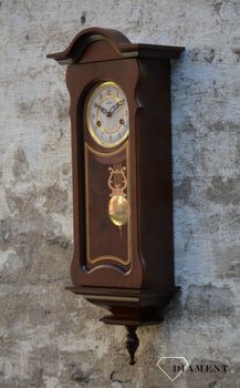 Zegar ścienny drewniany wiszący mechaniczny szufladkowy w kolorze ciemnego brązu. Zegar na ścianę. Zegar do salonu. Drewniany zegar wiszący.  (1).JPG