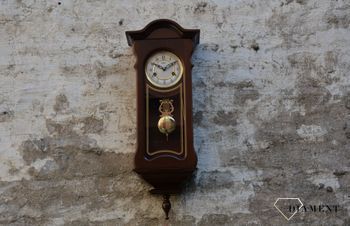 Zegar ścienny drewniany wiszący mechaniczny szufladkowy w kolorze ciemnego brązu. Zegar na ścianę. Zegar do salonu. Drewniany zegar wiszący.  (2).JPG