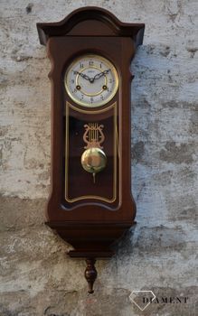 Zegar ścienny drewniany wiszący mechaniczny szufladkowy w kolorze ciemnego brązu. Zegar na ścianę. Zegar do salonu. Drewniany zegar wiszący.  (4).JPG