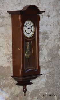 Zegar ścienny drewniany wiszący mechaniczny szufladkowy w kolorze ciemnego brązu. Zegar na ścianę. Zegar do salonu. Drewniany zegar wiszący.  (6).JPG
