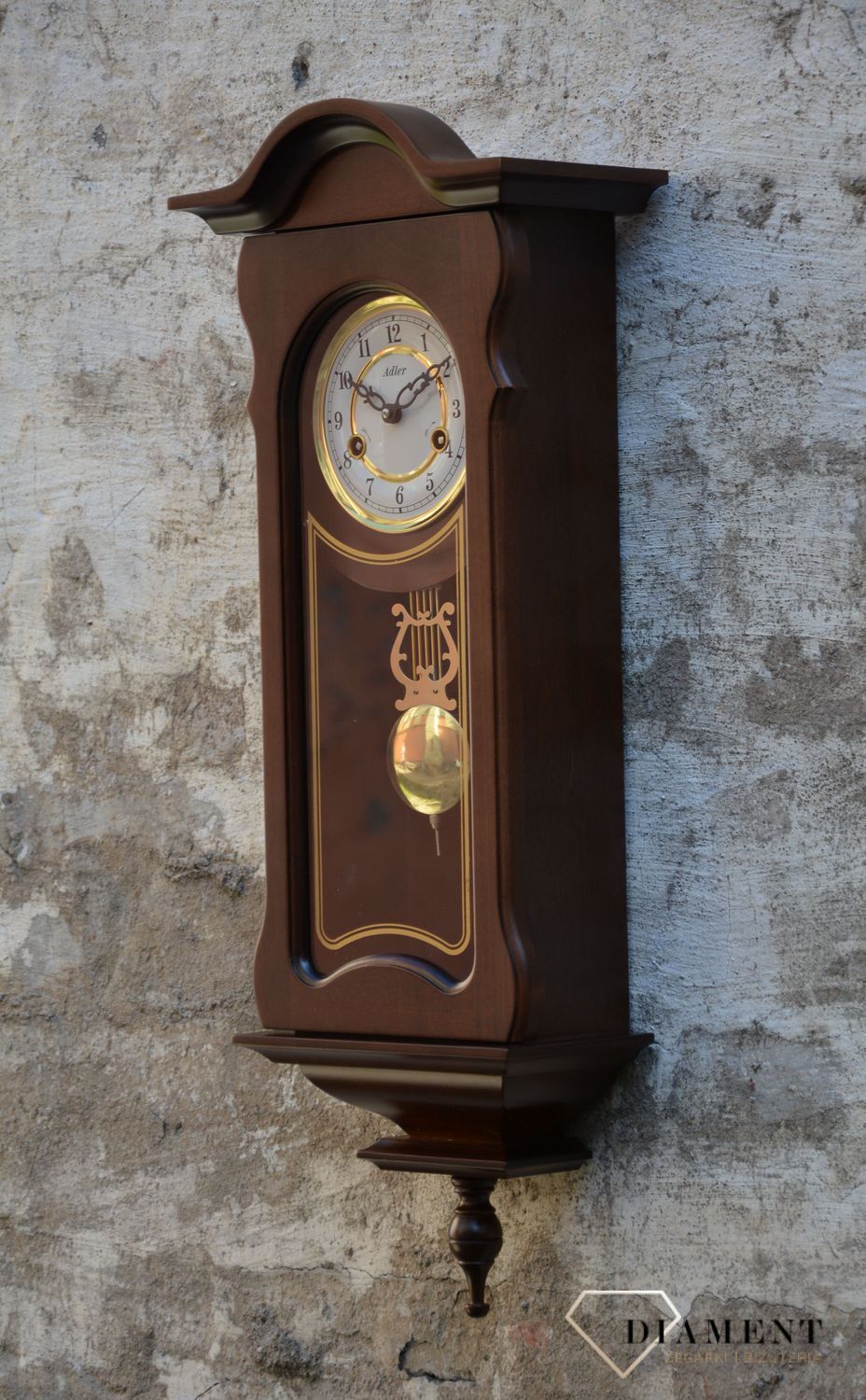 Zegar ścienny drewniany wiszący mechaniczny szufladkowy w kolorze ciemnego brązu. Zegar na ścianę. Zegar do salonu. Drewniany zegar wiszący.  (4).JPG